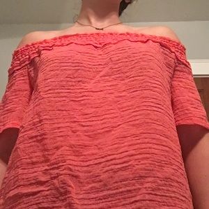 Bright Pink off the shoulder shirt